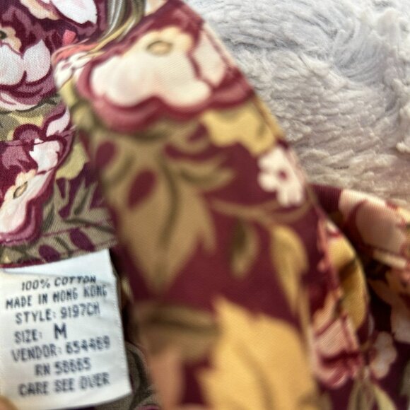 Vintage Pres de Chamonix Womens Cotton Button Up Floral Shirt Medium Long Sleeve - Picture 4 of 7